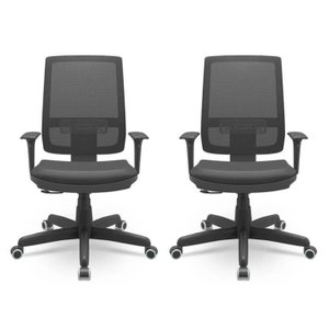 Kit 2 Cadeiras Escritório Presidente Ergonômica NR17 Tela Mesh Brizza
