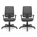 Ver imagem 1 de Kit 2 Cadeiras Escritório Presidente Ergonômica NR17 Tela Mesh Brizza
