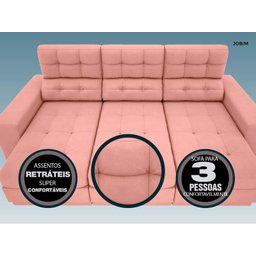 Sofá Jobim 2,05m Assento Retrátil e Reclinável Velosuede - NETSOFAS - 5