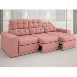 Sofá Jobim 2,05m Assento Retrátil e Reclinável Velosuede - NETSOFAS