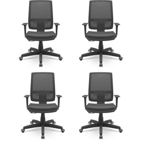 Kit 4 Cadeiras Escritório Presidente Ergonômica NR17 Tela Mesh Brizza