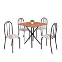 Ver imagem 2 de Conjunto de Mesa Tubular 70x70cm Tampo em MDF com 4 Cadeiras Ane B Preto/Arabesco