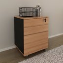 Ver imagem 6 de Conjunto Escritório 5 Peças com 1 Escrivaninhas, 1 Gaveteiro, 1 Estante e 2 Armários Multiuso Preto Amêndoa 100% MDF