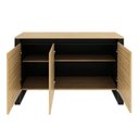 Ver imagem 5 de Conjunto Escritório 5 Peças com 1 Escrivaninhas, 1 Gaveteiro, 1 Estante e 2 Armários Multiuso Preto Amêndoa 100% MDF
