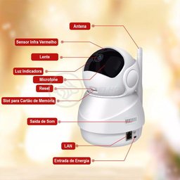 Câmera Ip C360 de Segurança Wifi 2 Antenas Robô Hd 1080p sem Fio Jortan Áudio Visão Noturna - - 2