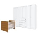 Ver imagem 1 de Berço Nacional Mel Branco Savana – Reller e guarda Roupa Casal Americano 6 Portas Branco Hp – Henn