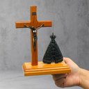 Ver imagem 2 de Crucifixo de Mesa com Nossa Senhora Aparecida 20 Cm