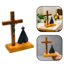 Ver imagem 3 de Crucifixo de Mesa com Nossa Senhora Aparecida 20 Cm