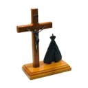 Ver imagem 4 de Crucifixo de Mesa com Nossa Senhora Aparecida 20 Cm