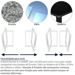 Base de Mesa de Jantar Kansas para Tampos de Vidro Pedra e Madeira até 200cm X 100cm - Branca - 3