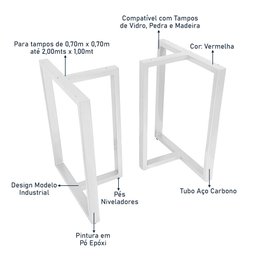 Base de Mesa de Jantar Kansas para Tampos de Vidro Pedra e Madeira até 200cm X 100cm - Branca - 7