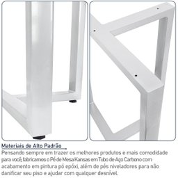 Base de Mesa de Jantar Kansas para Tampos de Vidro Pedra e Madeira até 200cm X 100cm - Branca - 6