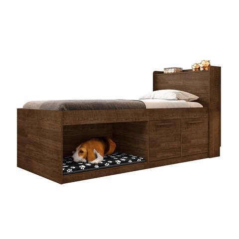 Cama Solteiro com Espaço Pet Nicho Puppy Framar Moveis:malbec