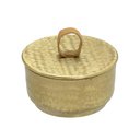 Ver imagem 1 de Caixa Porta Joia Decorativac/tampa em Metal Dourado 8x14,5cm