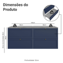 Ver imagem 4 de Rack para TV até 70 Polegadas 160cm 4 Gavetas Branco/Azul Vik Madesa 04