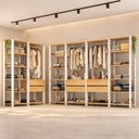 Ver imagem 1 de Guarda-roupa Closet Modulado Texas 6 Gavetas 405cm Multimóveis Mp4788 Branco/madeirado