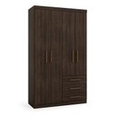 Ver imagem 3 de Guarda-Roupa Solteiro 4 Portas 3 Gavetas Advantage Marrom/Capuccino Wood