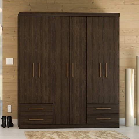 Guarda-Roupa Casal 6 Portas 4 Gavetas Advantage Marrom/Capuccino Wood