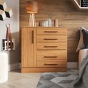 Ver imagem 1 de Cômoda para Quarto 1 Porta 5 Gavetas Advantage Marrom/Freijó