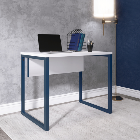Escrivaninha M90/60P25TUB 90cm Industrial Branco e Azul Delrei