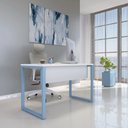 Ver imagem 1 de Mesa Madeira M120/60P25TUB 120cm Industrial Branco e Azul Dali