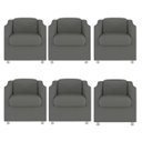 Ver imagem 1 de Kit 6 Poltronas Decorativa Bia Matérial Sintético Cinza - Twdecora