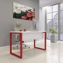 Ver imagem 1 de Mesa Madeira M134/60P25TUB 134cm Industrial Branco e Vermelho