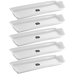 Kit 5 Bandejas Plásticas 38x16cm Brancas Slim Decorativa Uz Servir Organizar - 1