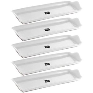 Kit 5 Bandejas Plásticas 38x16cm Brancas Slim Decorativa Uz Servir Organizar