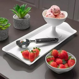 Kit 5 Bandejas Plásticas 38x16cm Brancas Slim Decorativa Uz Servir Organizar - 2