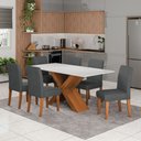 Ver imagem 2 de Conjunto de Mesa Sala de Jantar Tampo com Vidro 1,80m Grécia 6 Cadeiras Trieste Dobuê
