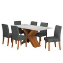 Ver imagem 1 de Conjunto de Mesa Sala de Jantar Tampo com Vidro 1,80m Grécia 6 Cadeiras Trieste Dobuê