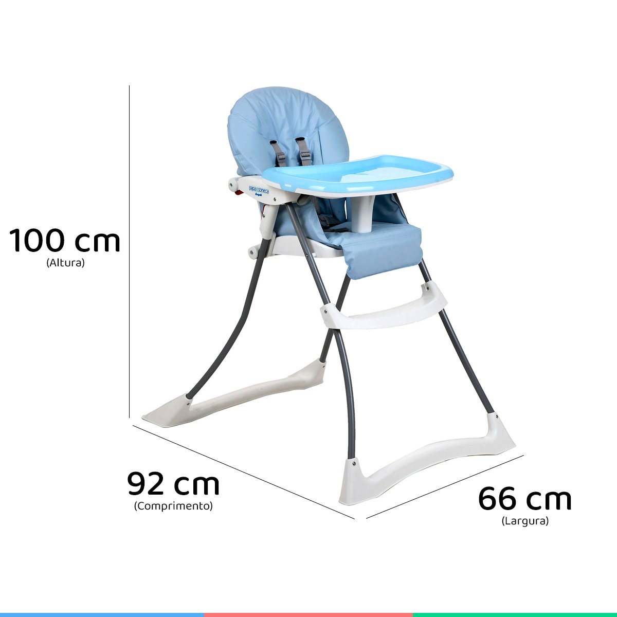 Cadeira Alimentação Refeição Infantil Bebê 6-36M 15kg Reclinável Papa&Soneca+ Baby Blue - 7