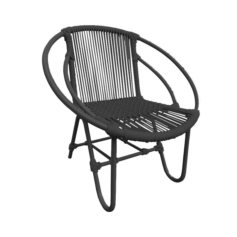 Cadeira Decorativa Julia em Corda Náutica e Base em Alumínio Preta/preta - 2