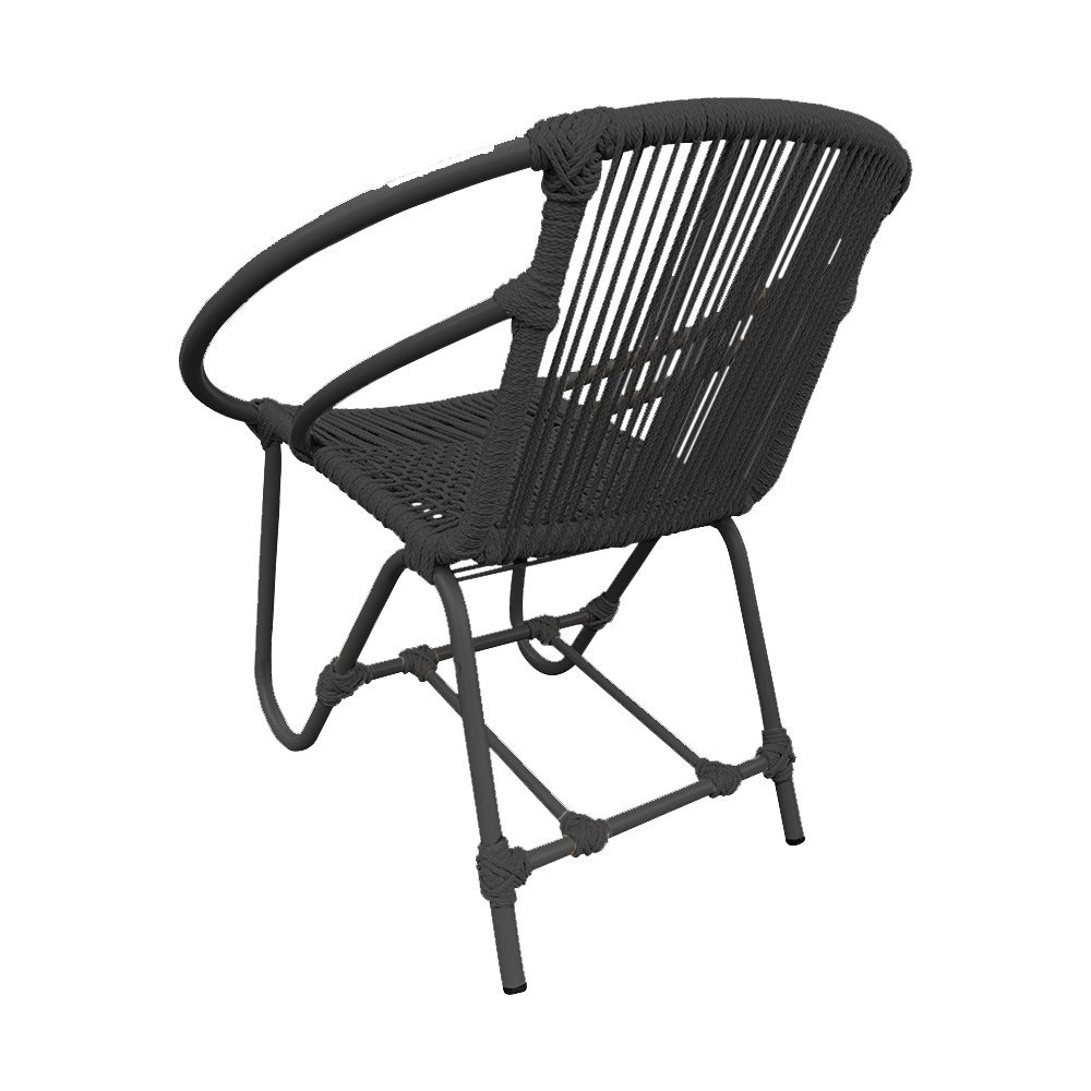 Cadeira Decorativa Julia em Corda Náutica e Base em Alumínio Preta/preta - 3