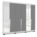 Ver imagem 2 de Roupeiro Casal Porto 6 Portas com Espelho 242x214cm Branco/Cinza 240848