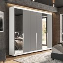 Ver imagem 1 de Roupeiro Casal Porto 6 Portas com Espelho 242x214cm Branco/Cinza 240848
