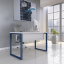 Ver imagem 1 de Mesa Madeira M150/70P25TUB 150cm Industrial Branco e Azul Delrei