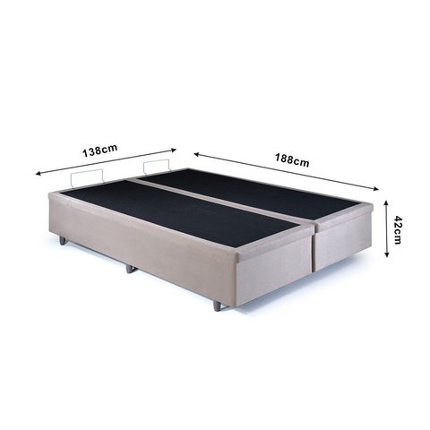 Base Box Baú Casal Bipartido 138x188x42cm com Pistão a Gás