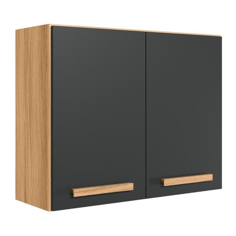 Armario de Cozinha Aéreo Intenza 80cm 2 Portas Freijó/chumbo - Nicioli