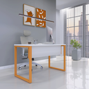 Ver imagem 1 de Mesa Madeira M150/70P25TUB 150cm Industrial Branco e Laranja Picasso