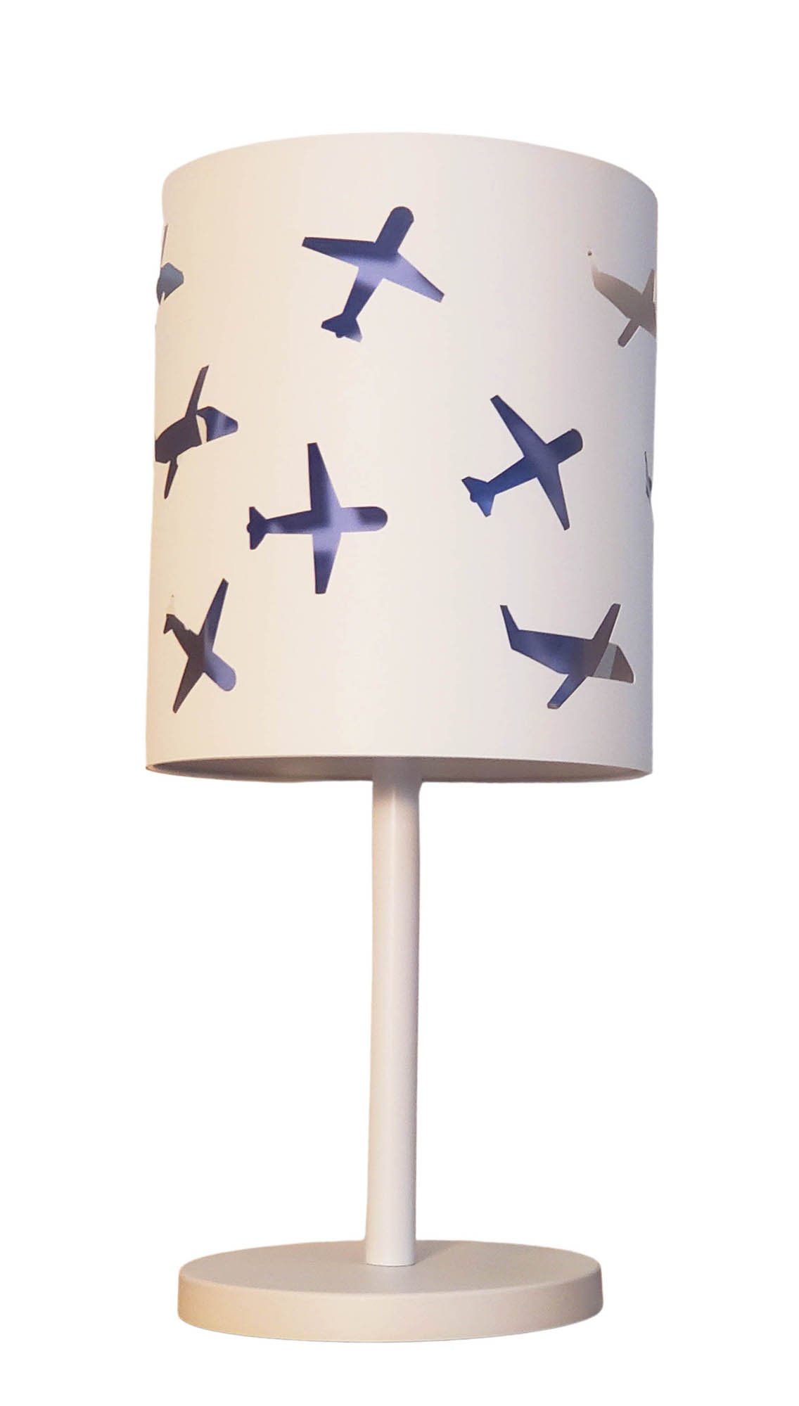 Abajur Infantil Aviões Duplo Base Branca 20x42: Azul - 1
