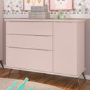 Ver imagem 2 de Cômoda Infantil Retrô Alice 1 Porta e 3 Gavetas Rosê - PR Baby