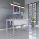 Ver imagem 1 de Mesa Madeira M150/70P25TUB 150cm Industrial Branco e Lilas Rosa