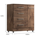 Ver imagem 3 de Armário Cômoda 4 Gavetas 1 Porta:chocolate