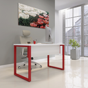 Ver imagem 1 de Mesa Madeira M150/70P25TUB 150cm Industrial Branco e Vermelho