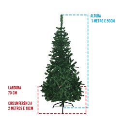 Arvore de Natal Pinheiro 346 galhos Natalino 1 metro e 50 centimetros Verde Decoraçao Casa Festas - 4
