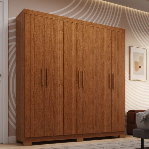 Guarda-Roupa Casal 6 Portas 2 Gavetas 100% MDF 164cm Papoulas Espresso Móveis Marrom/Cinamomo