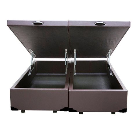 Cama Box Baú Blindado King Bipartido Loja Xerife Sintético Marrom 41x193x203