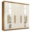 Ver imagem 1 de Guarda Roupa Casal Master New 8 Portas de Bater 4 Gavetas MDP com Espelho Cinamomo Areia Santos